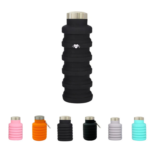 18oz Foldable Portable Silicone Water Bottle