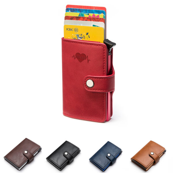 RFID Pu Leather Credit Card Holder With Buckle Type