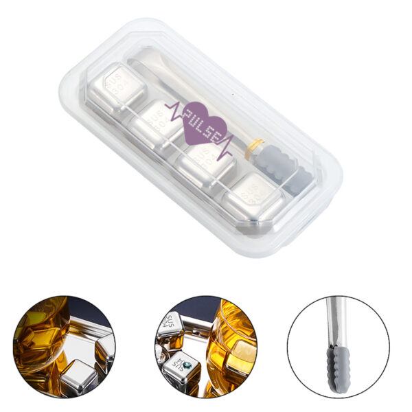 4 Reusable Stainless Steel Whiskey Stones Ice Cubes For Drinks