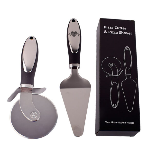 Ergonomic Cheese Spatula and Pizza Knife Wheel Set