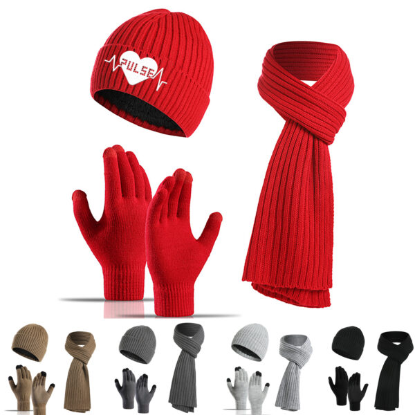 3 Sets Winter Hat Scarf Set and Touchscreen Gloves