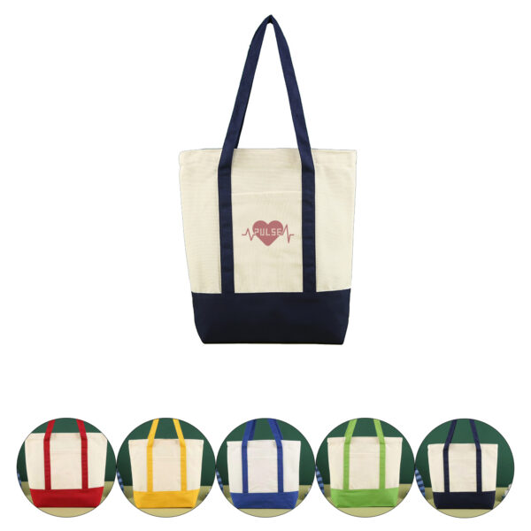 Reusable Super Strong Cotton Canvas Tote Two-Tone Bags