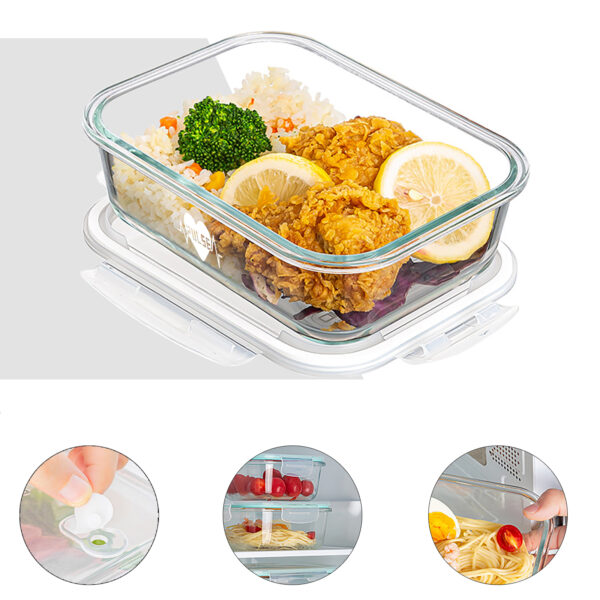 Airtight Glass Bento Boxes with Leak-Proof Locking Lids