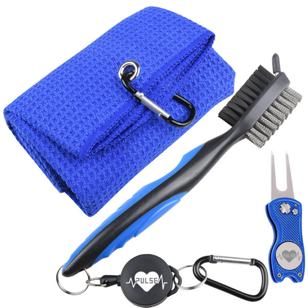 Golf Towel and Brush Set Includes Golf Divot Repair Tool