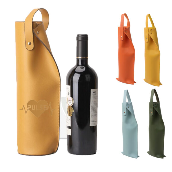 Reusable Leather Wine Bottle Tote Bag