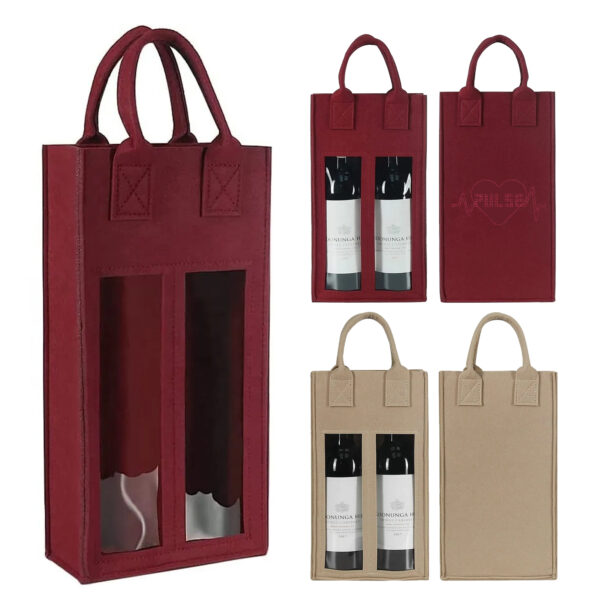 Reusable Double Wine Bag with Window and Handle