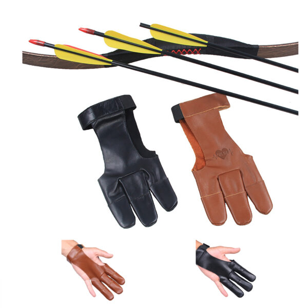 Sheepskin Three-Fingered Archery Gloves Non-Slip Outdoor