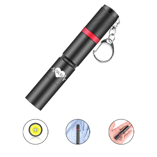 Fixed Focus Outdoor Mini Flashlight with Hook and Pen Holder